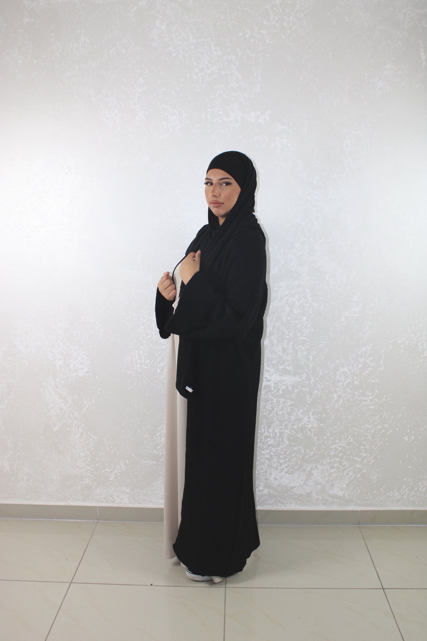 Long Cardigan - Beige & Black
